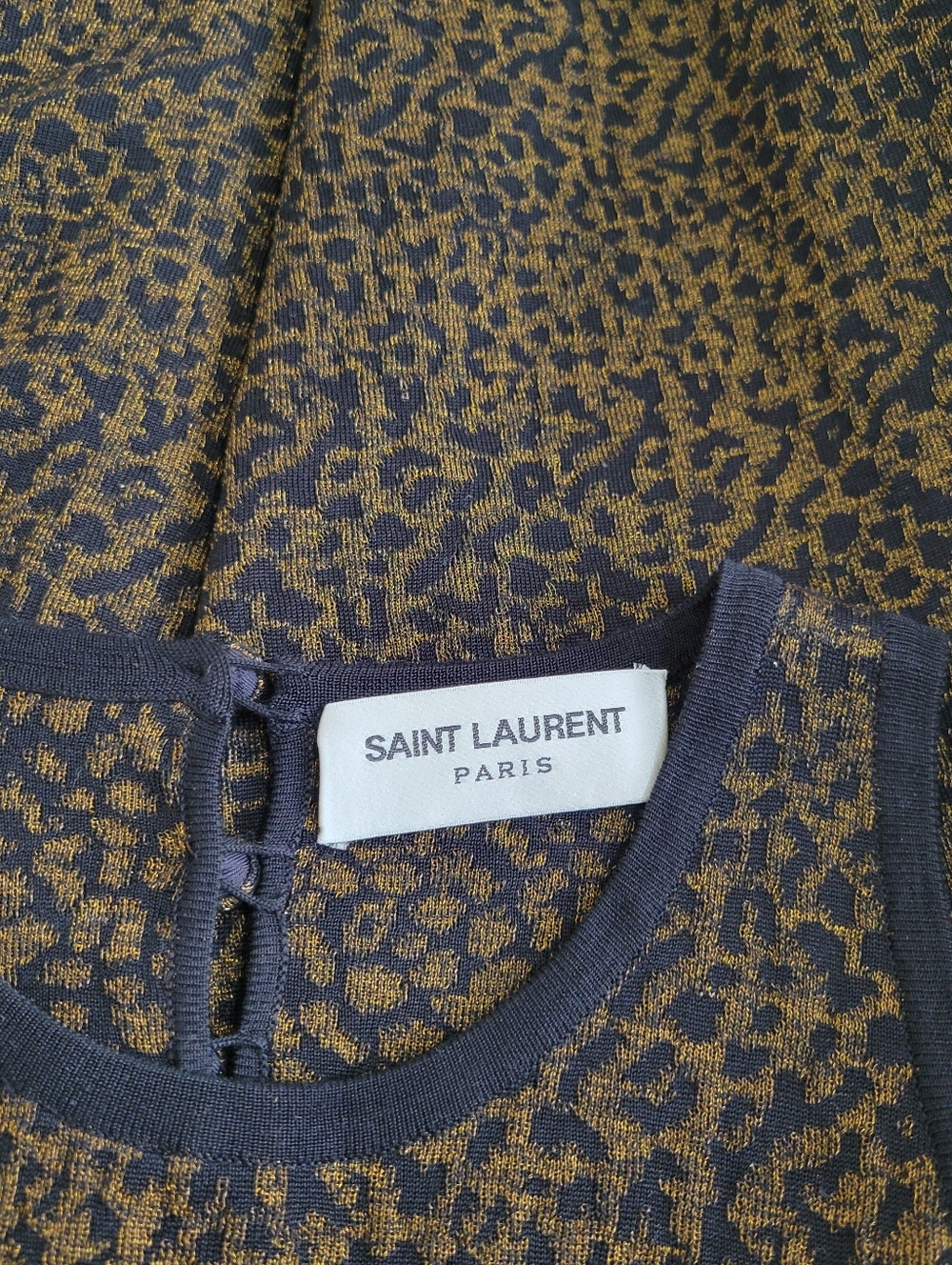 Saint Laurent Leopard Jacquard Luxe Knit Animal Printed Silk Blend Dress Size M - Picture 11 of 14